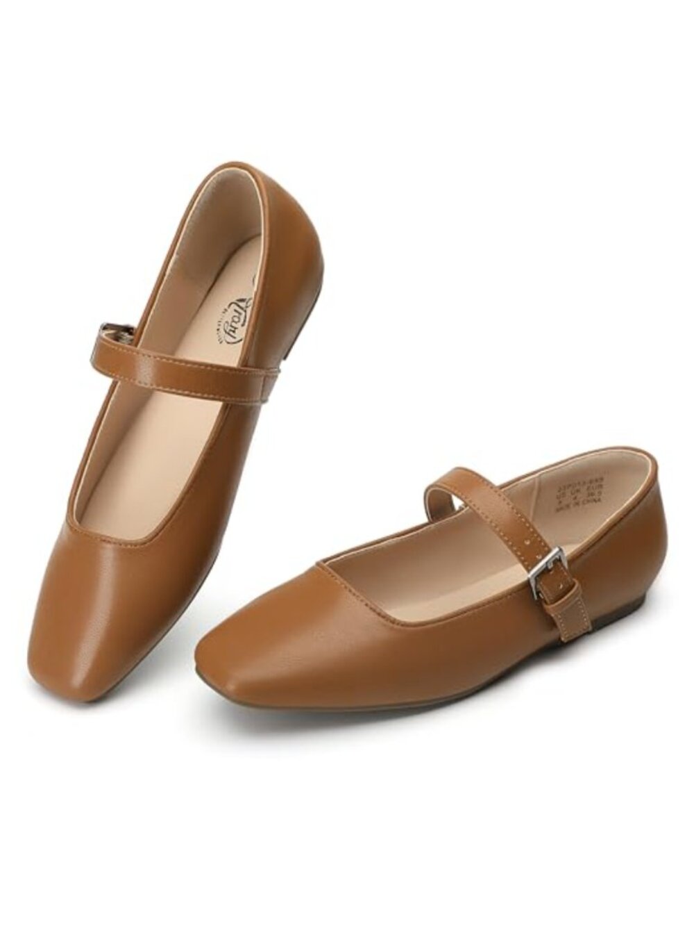 Woven Mary Jane Flats Square Toe Buckle Vegan Leather Cushioned